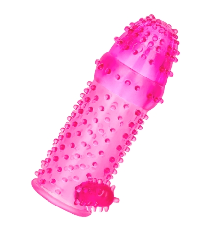 Genoppte Penishülle mit Klitorisreizer, 12 cm